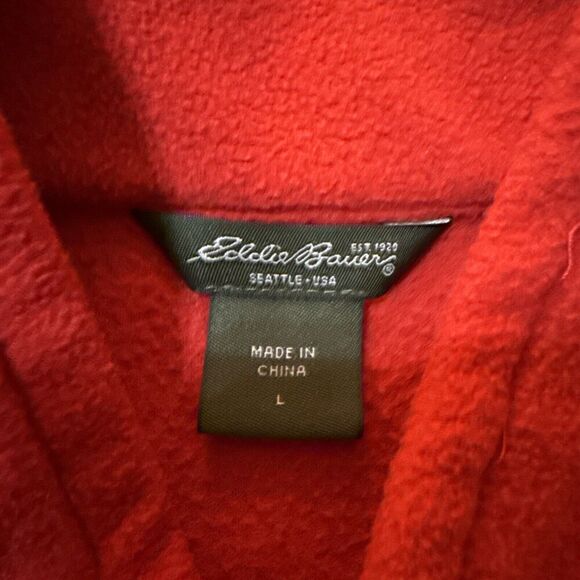 Eddie Bauer Women L Polartec Fleece Vest Red Full Zip Outdoor Hiking Gorpcore - Picture 3 of 8